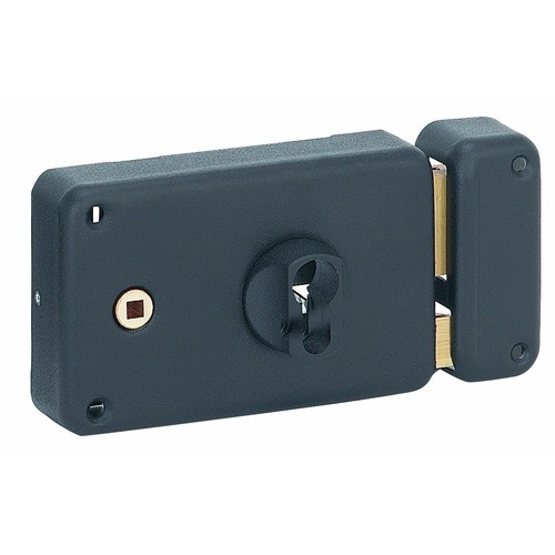 Serrure de portail en applique horizontale - cylindre européen