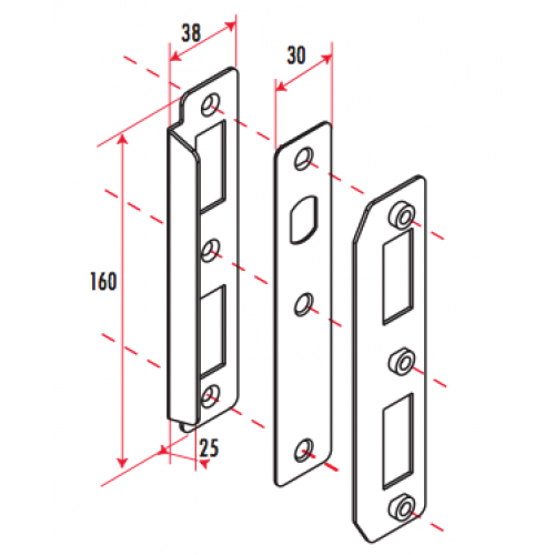 Gâche et têtière inox pour serrure de portail