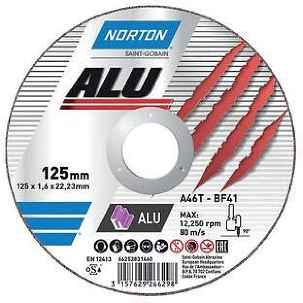 Disque à tronçonner à moyeu plat aluminium Ø 115 mm par 25 NORTON