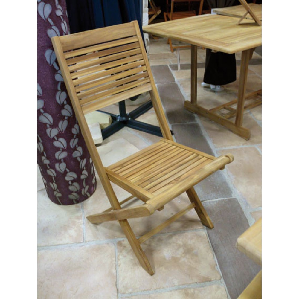 Chaise pliante de jardin en teck Kussi  Bricozor