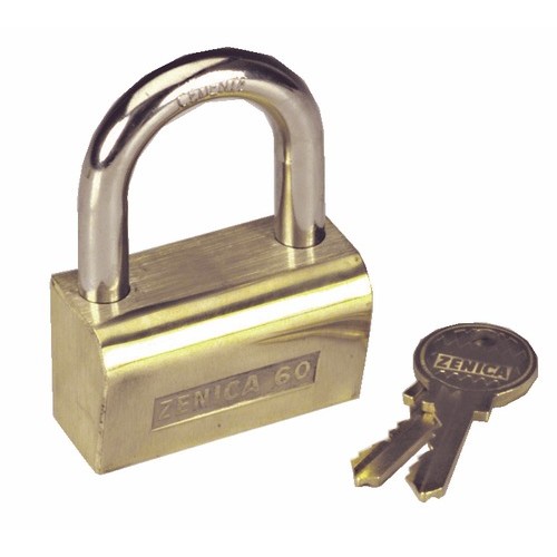 Cadenas à clé - corps laiton - anse acier cémenté - Zénica