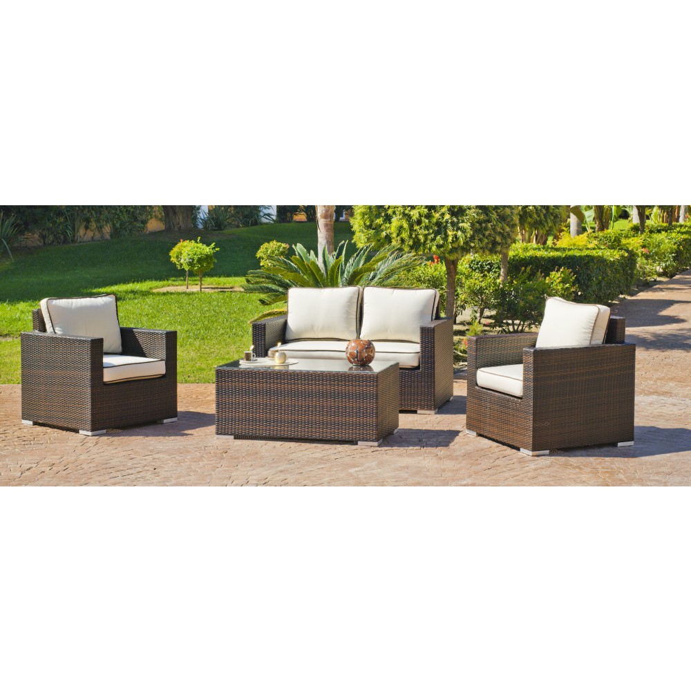 Salon de jardin casanova 8 : 1 sofa 3 places, 2 fauteuils, 1 table ...