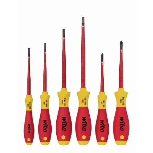 Coffret de 6 tournevis isolés 1000V SoftFinish SlimFix, empreintes fendues + phillips