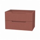 Meuble salle de bains suspendu 80 cm - 2 tiroirs MDF ondulé - terracotta - Emilien