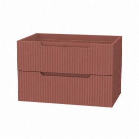 Meuble salle de bains suspendu 80 cm - 2 tiroirs MDF ondulé - terracotta - Emilien AURLANE