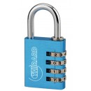 Cadenas aluminium à code - ALUCODE - 4 molettes - bleu FTH THIRARD