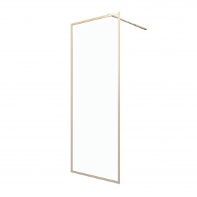 Paroi de douche fixe or brossé - 80 cm - verre transparent - Golden Edge AURLANE