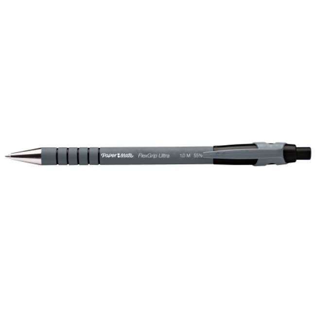 Papermate Flexigrip Ultra - Stylo Bille Pointe Moyenne 1 Mm - Encre Noire, Corps Caoutchouc - Avec Capuchon