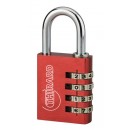 Cadenas aluminium à code - ALUCODE - 4 molettes - rouge FTH THIRARD