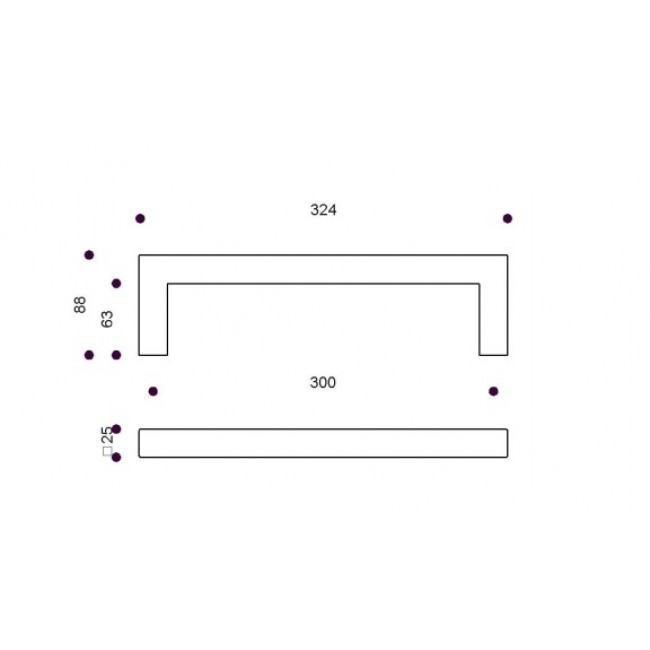 Schéma - Poignée de porte battante coudée - inox 304 - profil carré - série 610 VACHETTE