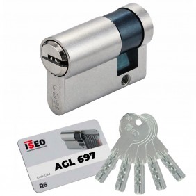 Demi cylindre 30 x 10 mm s'entrouvrant sur variure AGL697 - nickelé mat - ISR6 ISEO