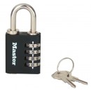Cadenas à code 4 chiffres avec clé de secours - finition noir - varié MASTERLOCK
