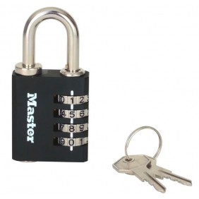 Cadenas à code 4 chiffres avec clé de secours - finition noir - varié MASTERLOCK