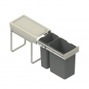 Poubelle tri sélectif 2 bacs - capacité 30 ou 40 L - fermeture amortie SYNERCIA