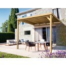 Pergola adossée couverte bois Rennes 5 x 4m - PMA00354 MADERLAND