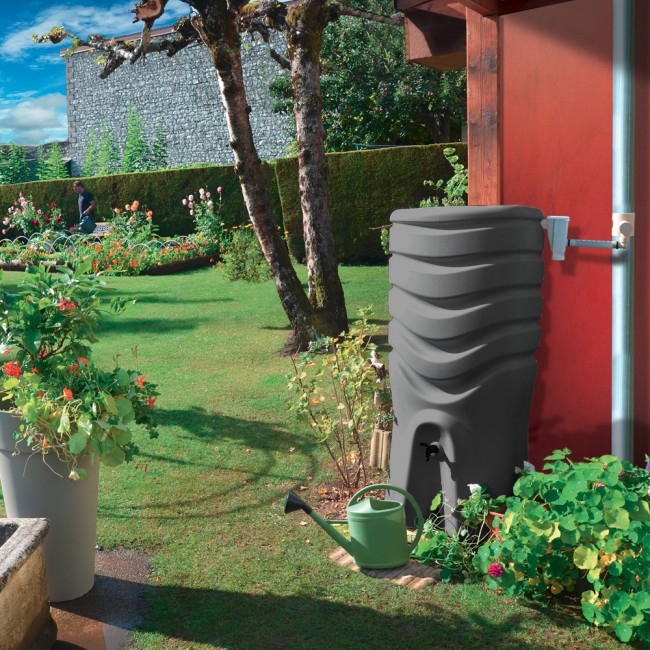 Récupérateur d'eau gris anthracite + kit collecteur - 350 litres  - Recup'O gris anthracite - Bricozor.jpeg EDA PLASTIQUES
