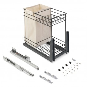 Chariot coulissant avec panier à pain Titane - fermeture à amorti EMUCA