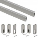 2 rails de penderie Luxe avec supports - aluminium - gris pierre EMUCA
