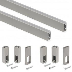 2 rails de penderie Luxe avec supports - aluminium - gris pierre EMUCA