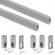 2 rails de penderie Luxe avec supports - aluminium - gris pierre