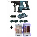 Marteau perforateur burineur sans fil 36V SDS Plus - DHR 264 PT4J + Coffrets de 25 mèches acier MAKITA