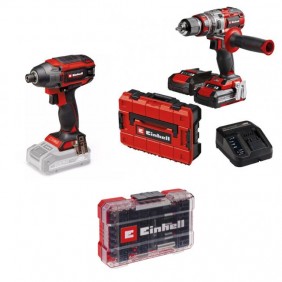 Pack perceuse à percussion Pro + visseuse à chocs Pro et coffret 35 embouts - Power X-Change EINHELL