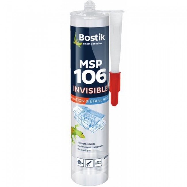 Mastic-colle MS polymère - invisible - collage et étanchéité - MSP 106 BOSTIK