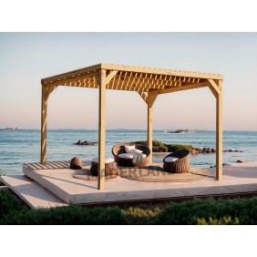 Pergola semi-couverte autoportante bois Toulouse 4 x 4 m - PM02544 MADERLAND