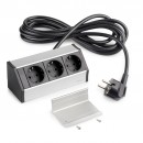 Multiconnecteur V Dock aluminium - 3 prises Schuko - anodisé mat EMUCA