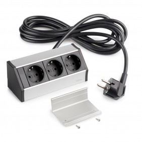 Multiconnecteur V Dock aluminium - 3 prises Schuko - anodisé mat EMUCA
