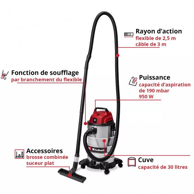 Aspirateur eau et poussières - 30L - puissance 950W - TC-VC 3055 S 2.jpeg EINHELL