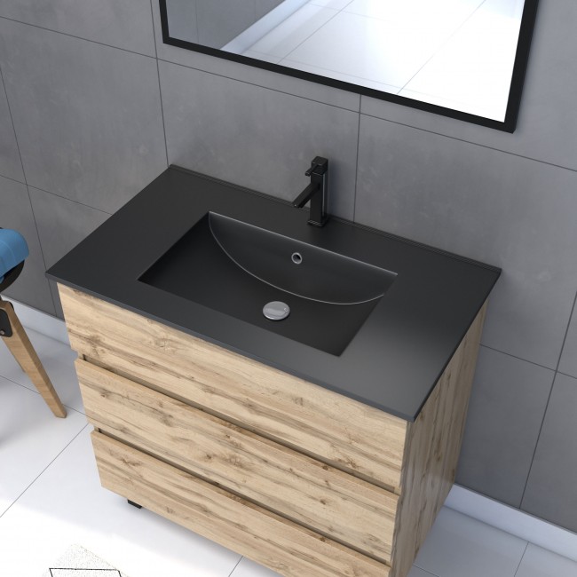 Vasque Encastrer 80 Cm C ramique Noire Satin e Timber AURLANE vasque-encastrer-80-cm-c-ramique-noire-satin-e-timber-aurlane