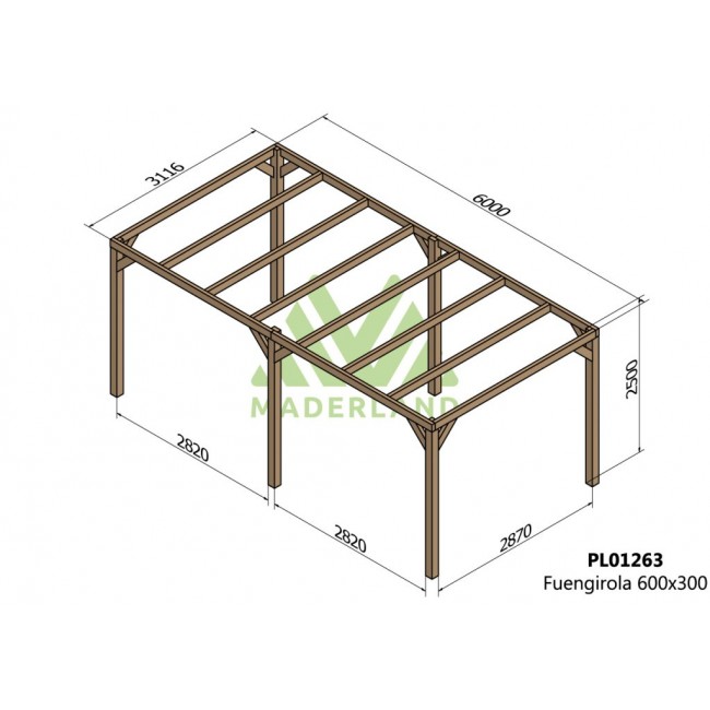 Pergola autoportante en bois lamellé-collé Fuengirola 6x3x2,5m-PL01263.jpg MADERLAND