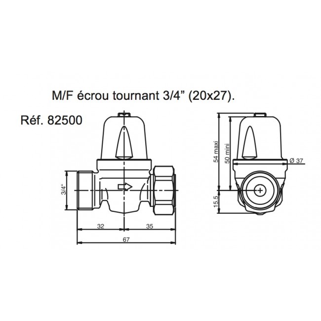 Reducteur de pression ECS Redubar 20x27 mâle / femelle WATTS