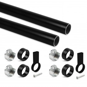 Tube de penderie rond 28 mm - alu - avec supports - par 2 EMUCA