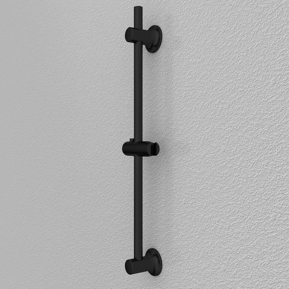 Barre de douche inox - 70 cm - noir mat - fixation sans perçage WENKO