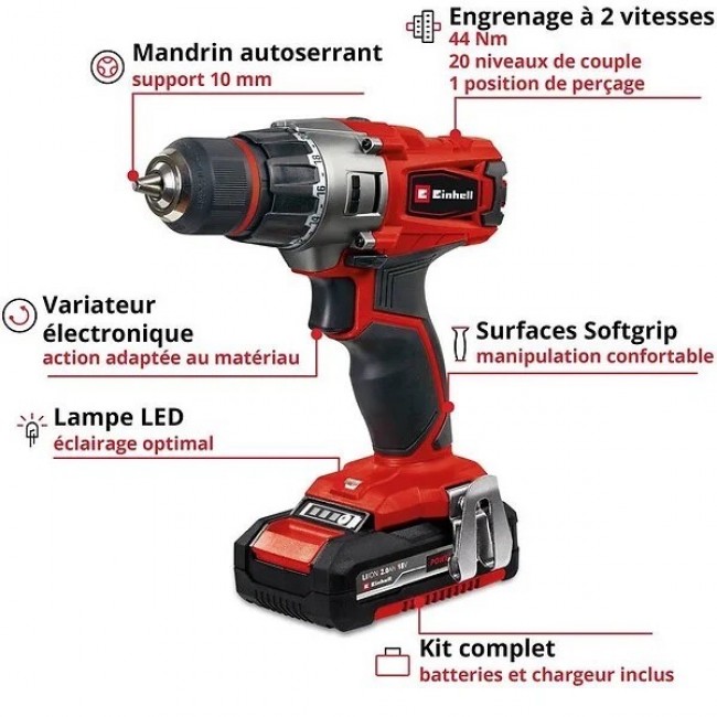 Perceuse visseuse sans fil TE-CD 18:2 Li (2x2,0 Ah) - Power X-Change - Bricozor 1 .jpeg EINHELL