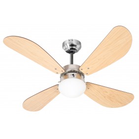 Ventilateur de plafond avec éclairage - 4 pales en bois - Bermudes FARELEK