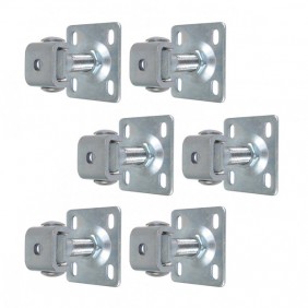 Lot de 6 pivots de portail réglables sur platine en acier zingué - Ø20 TORBEL