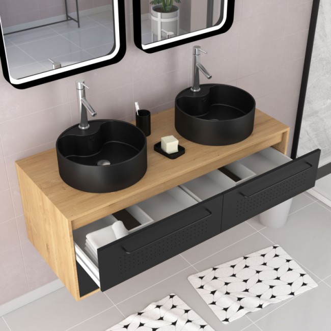 meuble-sous-plan-dotz-chene-naturel-et-noir-120-cm-aurlane-bricozor.jpeg AURLANE