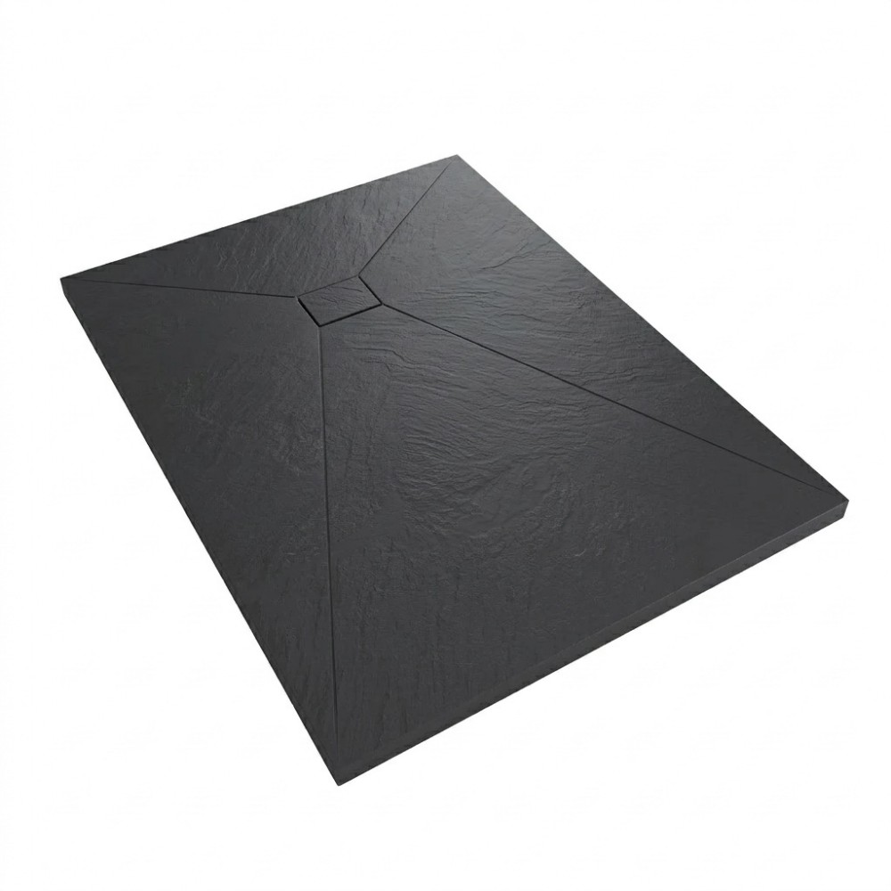 Plateau De Douche Noir Mat Diamond 700x700mm, Pierre Résine, 35mm Fin