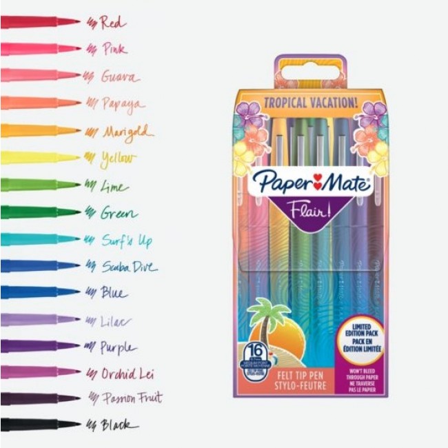 Lot de 16 feutres PAPER MATE® FLAIR - pointe moyenne - Bricozor.jpg PAPER MATE