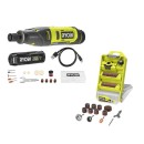 Pack mini-outil RRT4-120GA15 + coffret 37 accessoires RAR800K-37 + batterie 4V 2,0Ah + 15 accessoires RYOBI