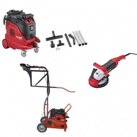 Pack chariot Easyplaff avec meuleuse béton 1800W + aspirateur 1200W FLEX
