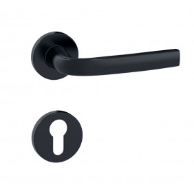 Poignées de porte sur rosaces rondes Logio finition noir mat Onyx VACHETTE