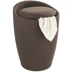 Tabouret/ bac à linge pour salle de bain - Candy - tissu WENKO