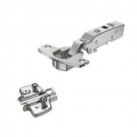 Lot charnière invisible à visser 95° Sensys 8631i - E 52 mm + embase cruciforme HETTICH