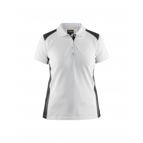 Polo de travail femme en coton 3390 - blanc et gris foncé BLAKLADER