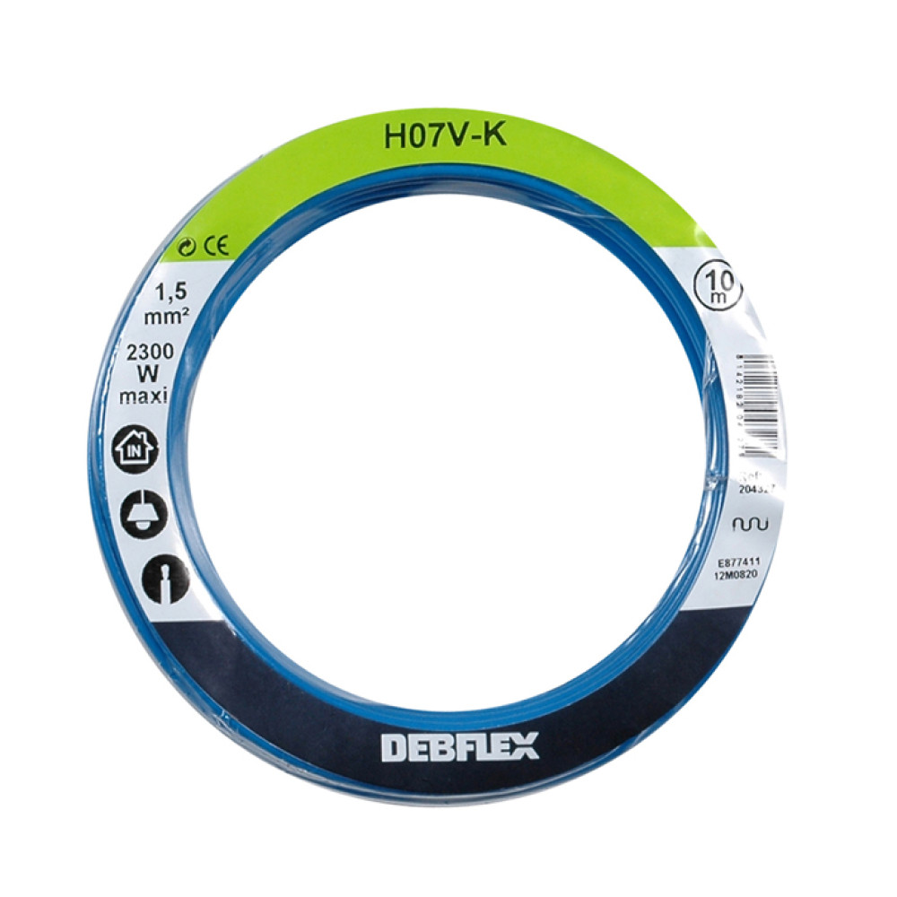 Debflex Kabel H05V-K 2,5 Mm² – 10 M, Blau, Flexibel, Für Elektroinstallationen