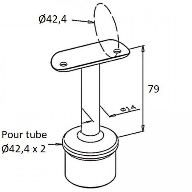 schémaSupport de main-courante diamètre 42,4 mm - pour poteau rond en inox1.jpg Design Production